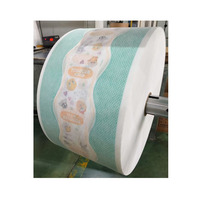 Couches pour bébés bon marché populaires imprimant de l'air chaud à travers le film de feuille de fond en PE respirant laminé en tissu Non tissé