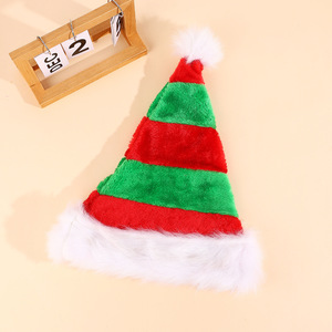 Chapeau de Noël rouge et blanc pour enfants, décoration de Noël classique personnalisable, chapeau de Père Noël en peluche rayé pour adultes - Product Image 2