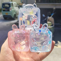 Balle sensorielle souple à presser, à remontée lente, en forme de lapin ou d'ours, remplie de vaseline pétrolière, avec paillettes transparentes en forme de cube, pour le jeu sur le bureau