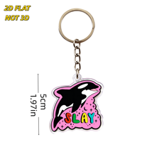Porte-clés en acrylique Slay Killer Whale, imprimé UV, design audacieux et coloré pour les amateurs de l'océan et les adolescents branchés