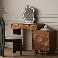 Ensemble de coiffeuse de luxe moderne 2-en-1 en bois massif haut de gamme avec miroir éclairé pour chambre à coucher