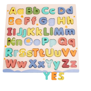 Juguete educativo de madera a juego con letras mayúsculas y minúsculas, juguete de aprendizaje en inglés, rompecabezas del alfabeto de madera - Product Image 4