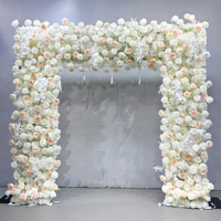 Arche de fleurs artificielles roses, toile de fond carrée en soie de 8 pi x 8 pi pour décoration de mariage, taille personnalisée