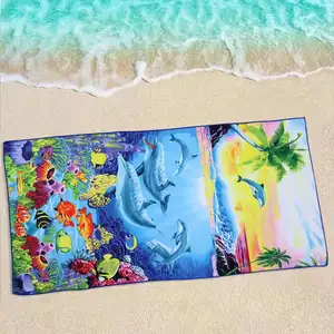 2024 Luxury Swimming Shawl Absorbent Bath Towel Microfiber Double-Sided Fleece Quick-Drying Printed Beach Towel