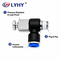 Raccord rapide en L personnalisé en laiton nickelé avec port en plastique de 1/8 po, vanne d'échappement rapide, raccords pneumatiques pour VR