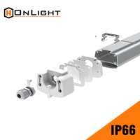 Lampu LED Tri-Proof 40W/60W Lumen Tinggi, Tahan Uap IP65, Tahan Air, Lampu Batten untuk Penggunaan Industri, Gudang, Garasi, CRI 90
