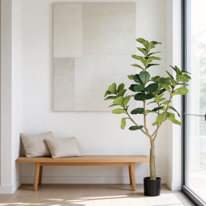 Ficus Lyrata Artificiale 180 cm Realistico in Vaso per Decorazioni Interne - Product Image 3