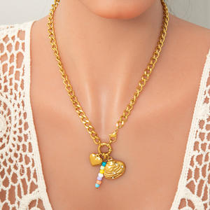 Collar con Colgante de Corazón de Acero Inoxidable Estilo Europeo Americano con Cuentas de Letras de Zirconia, Cadena para Clavícula, Joyería de Regalo de Alta Gama - Product Image 3