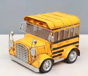 Mini coche de juguete de metal de hierro para niños, modelo de autobús de viaje de fricción