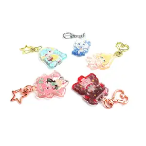 Personalized Gift Ideas Anime Custom Rainbow Transparent Acrylic Keychain Charm Key Chain For Girls