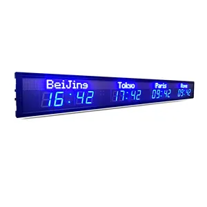 4 Time Zone Clock Multi Zone Clock LED Digital World Clock Display Screen LED Indoor All Blue Display Screen