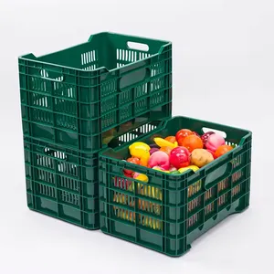 555x370x330mm Plastic Vegetable Mesh Stacking Basket Reusable New Design 100% PP Food Grade Plastic Fruit Crate