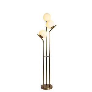 Lampe de sol en laiton Antique pour salon, chambre à coucher, décorative, teinture à la main, boule de verre - Product Image 1