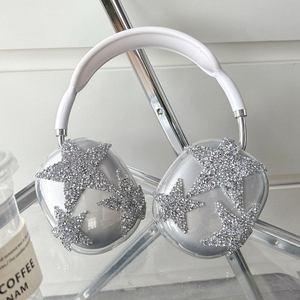 Funda Brillante para <span class=keywords><strong>AirPods</strong></span> <span class=keywords><strong>Max</strong></span> con Pedrería, Estrellas, Transparente, Brillante, Linda, Suave, Protectora para Mujeres - Product Image 4