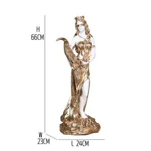 Счастливая Богиня Украшения Дома Золотая человеческая красота скульптура из смолы