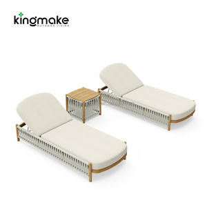 Set Furnitur Luar Ruangan Komersial Grosir, Kursi Santai Anyaman Tali Tahan Segala Cuaca, Kursi Berjemur Kokoh - Product Image 4