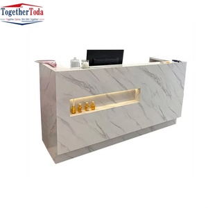 Mostrador de Recepción de Hotel de Mármol de Diseño Moderno y Lujoso, Personalizado, de Alta Calidad para Recepción y Front Office de Hotel - Product Image 1