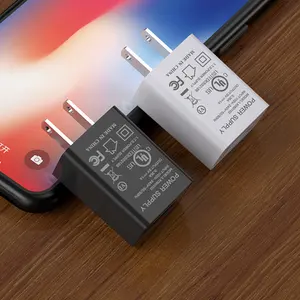 Adaptor pengisi daya portabel 5V 1A US, pengisi daya dinding usb Tipe c asli multifungsi dengan UL FCC untuk ponsel android