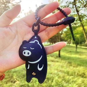 Fashion Gift PU Leather Keychain Black <b>Star</b> Flower Christmas Tree Keychain Bag Ornaments Hanging Pendants Keyrings - Product Image 6