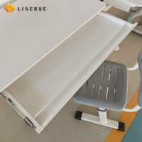 Table d'étude rectangulaire à hauteur réglable Liserve - Design moderne, construction durable en métal + bois + plastique pour salon et maison