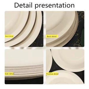 Bols en papier compostables personnalisés, assiettes jetables pour un dîner écologique, résistantes à la chaleur, en fibre de bambou - Product Image 4