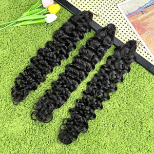 Estensioni di Capelli Umani con Onde Naturali di Grado 12A, Nere, Realizzate a Macchina, con Tecnologia Feather Crochet - Product Image 2