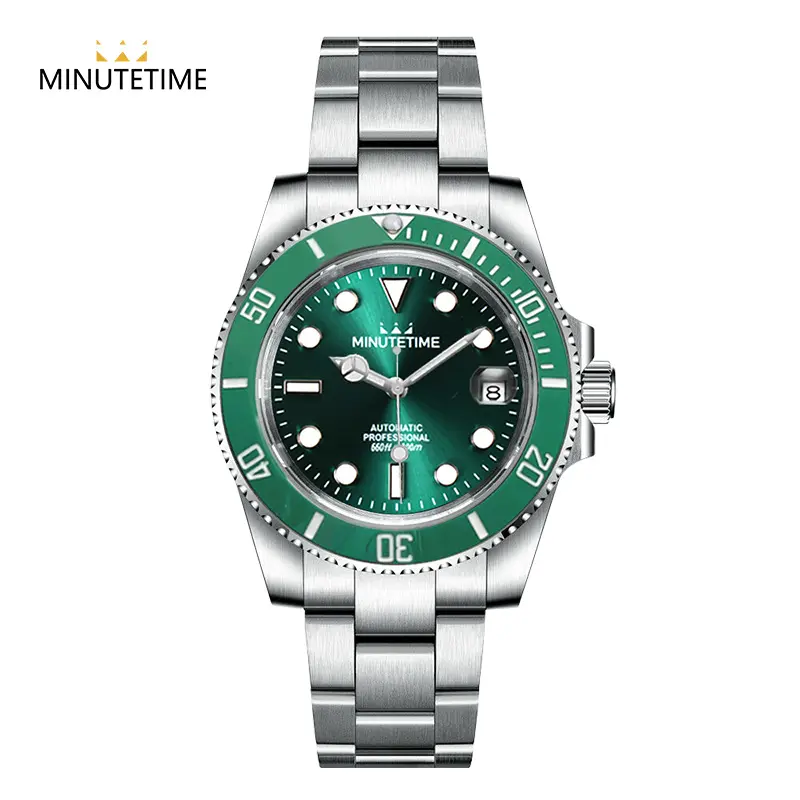 MINUTETIME 2023 Fashion Personality Custom Logo Watch NH35 Automatic Date Movement Luxury 30BAR orologio da polso da uomo in acciaio impermeabile