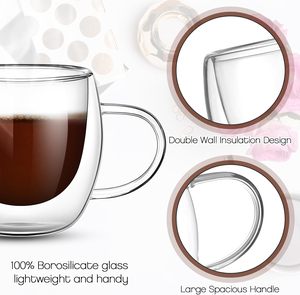 <span class=keywords><strong>Mug</strong></span> en verre isolé transparent de petite taille 2,7 oz 80 ml, double paroi, <span class=keywords><strong>mug</strong></span> à café expresso, tasse à thé avec poignée, directement de l'usine - Product Image 6