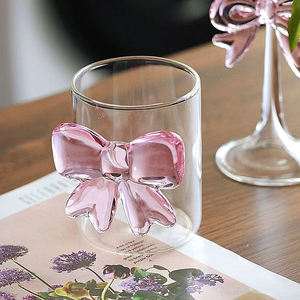 Gobelet en verre de style créatif, nœud papillon rose, léger, gobelet de luxe, coupe cocktail, <span class=keywords><strong>verrerie</strong></span> pour ustensiles de cuisine, fête et événement - Product Image 2