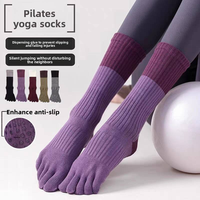 Chaussettes de yoga en coton mélangé de haute qualité pour femmes, antidérapantes, à 5 doigts, pour le sport, le fitness, le pilates en intérieur