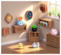 Mini étagère murale hibou horloge fleur Vase tirelire Miniature maison de poupée Micro paysage bricolage résine artisanat modèle enfants jouer jouet