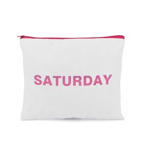 Durable Custom Blank Plain Week Letter Canvas Cosmetic Zipper Pouch Travel Toiletry Makeup <b>Storage</b> Bag for Promotional Gift - Product Image 4