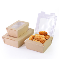 Caja de Papel Kraft Corrugado de Grado Alimenticio para Llevar Comida, con Ventana para Ensaladas y Comidas Rápidas