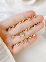 Anting Tusuk Minimalis Elegan untuk Wanita, Lapis Perak Warna Emas dengan Desain Hewan, Cocok untuk Kantor/Karir