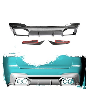 Diffuseur arrière en fibre de carbone pour BMW F97 X3M 2019-2021, lèvre de pare-chocs noir brillant avec accents rouges - Product Image 1