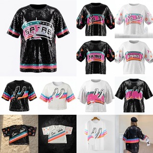 Luxury Sequined Bling San Antonio <strong>Sequin</strong> Blouses for Ladies Sports Day SPU-RSS Fans Fashion Short Sleeves <strong>Sequin</strong> <strong>Tops</strong> Blouse - Product Image 3