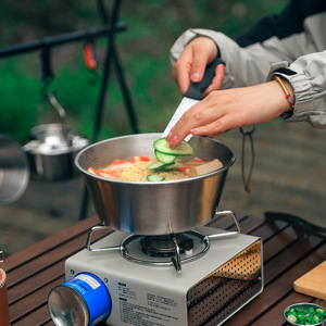 Olla Snowball de Acero Inoxidable 304, Olla Sizzler de 2L, Portátil, de Doble Uso, para Acampar al Aire Libre, Diseño Minimalista - Product Image 1