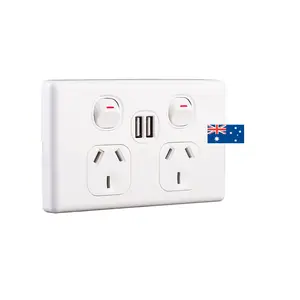 CLIPOL Soket Listrik 5V 4,2a 2 Gang Australia SAA Standard Soket Dinding USB Ganda Soket Daya Dinding