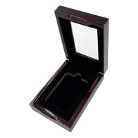 Boîte de rangement pour pièces de monnaie en bois laqué cerise avec couvercle en verre – Offre spéciale