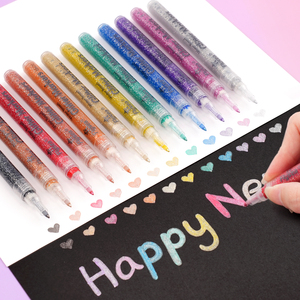 <span class=keywords><strong>Pennarelli</strong></span> Glitterati Flysea 12 Colori Punta Fine Inchiostro Permanente Brillante Metallizzato per Scrapbooking, Tazze in Vetro, Pittura su Rocce - Product Image 5