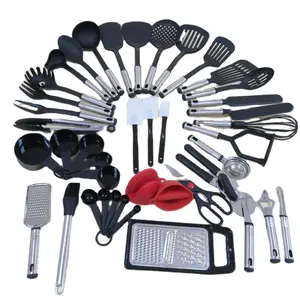 Utensilios de cocina antiadherentes de acero inoxidable, reutilizables, sin BPA, de nailon, 42 Uds.