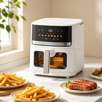 Friteuse à air visuelle 5L 1350W avec fenêtre transparente, four électrique sans huile avec panier antiadhésif et circulation rapide de l'air