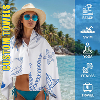 Serviettes de plage en microfibre gaufrée EM 2026, super absorbantes, séchage rapide, anti-sable, légères et portables pour l'extérieur