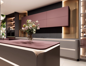 Îlot de cuisine en bois massif de style minimaliste italien, classé parmi les meilleurs, avec plan de travail en granit écologique, design personnalisable pour les maisons familiales - Product Image 1