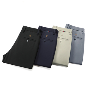 Pantalon décontracté pour homme, taille plus, imperméable, coupe-vent, imprimé, devant plat, marron, pantalon de costume - Product Image 4