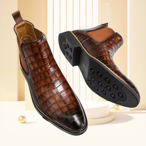 עליון גבוה sepatu בטיחות הקיץ יוקרתי אופנוע מעצב שיער נוח צ 'לסי עור גברים של מגפי - Product Image 1