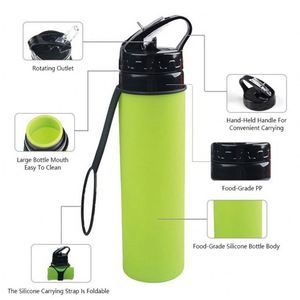 Promotional <b>Gift</b> 600Ml Green Silicone Foldable Drinkware Hot/Cold Outdoor Straw for Sports and Travel Water Bottle - Product Image 2
