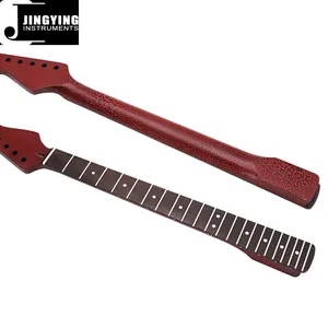 2024 Jingying Music Guitar Necks Series,6 String 22 Fret Canadian Maple Black Red Crack Matte ST Electric Guitar Necks