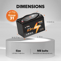 Batterie au lithium LiFePO4 LiTime 12V 100Ah avec BMS 100A, légère, pour systèmes solaires marins, VR et stockage d'énergie domestique (20-70 lb TM)