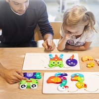 Puzzles éducatifs en bois 3D pour enfants - Puzzles numériques cognitifs sur le processus de croissance des animaux, moins de 50 pièces, pour les enfants de 5 à 7 ans